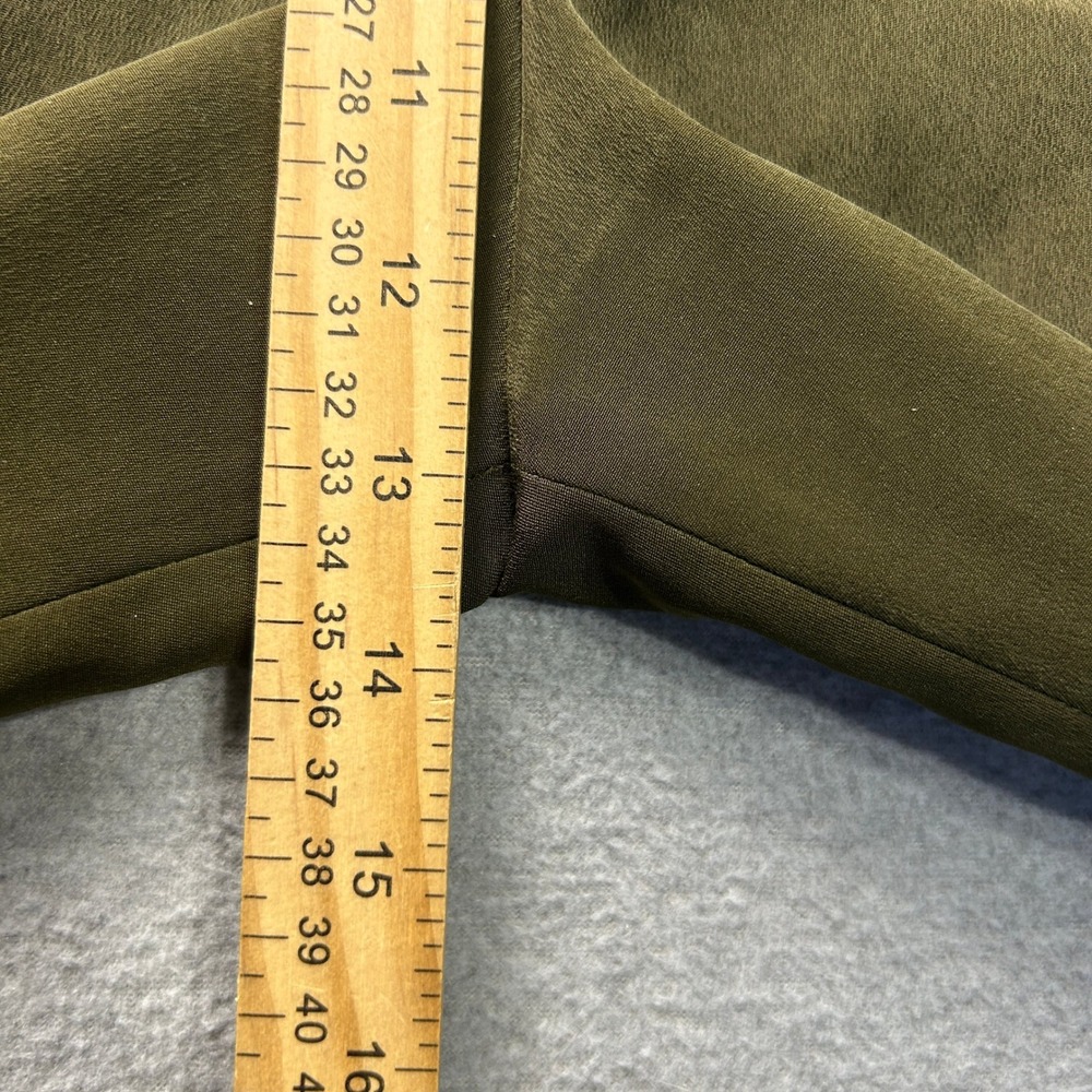 Jones New York 2 Piece Silk Pant Suit Womens Size 10 Olive Short Sleeve Set - Picture 8 of 13